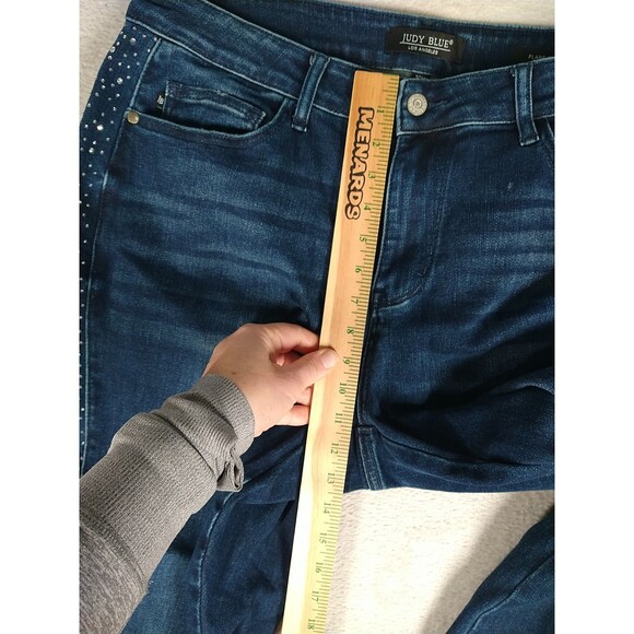 Judy Blue Rhinestone Side Panels Flare Jeans Women's 18W high waist stretch - Picture 6 of 14